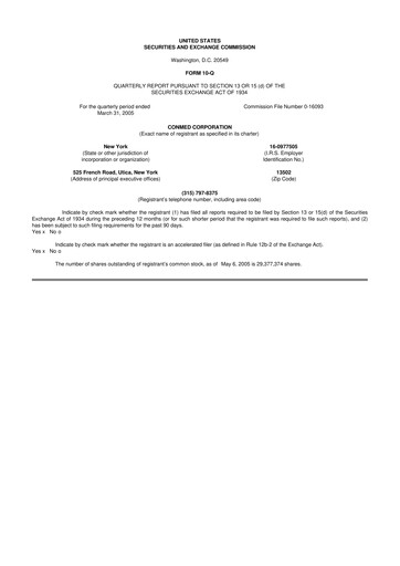 Thumbnail CONMED 10-Q Quarterly Report FY 