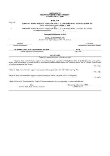 Thumbnail Lakeland Industries
 10-Q Quarterly Report FY 