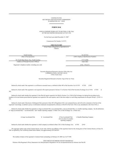 Thumbnail First Bancorp
 10-K Annual Report 