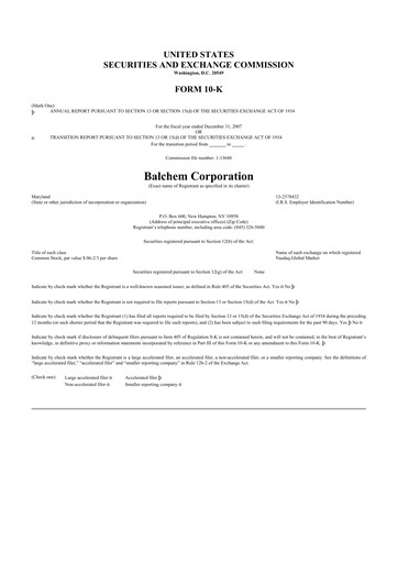 Thumbnail Balchem 10-K Annual Report 