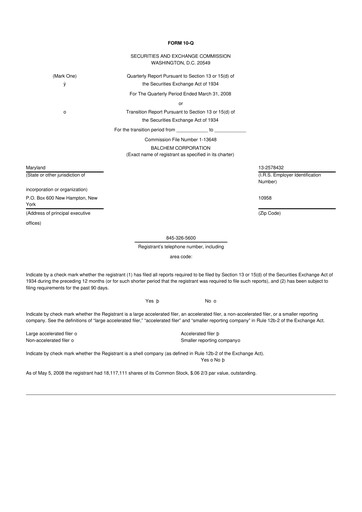 Thumbnail Balchem 10-Q Quarterly Report FY 