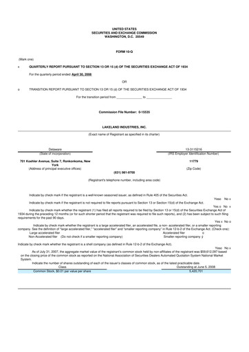 Thumbnail Lakeland Industries
 10-Q Quarterly Report FY 