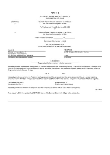 Thumbnail Balchem 10-Q Quarterly Report FY 