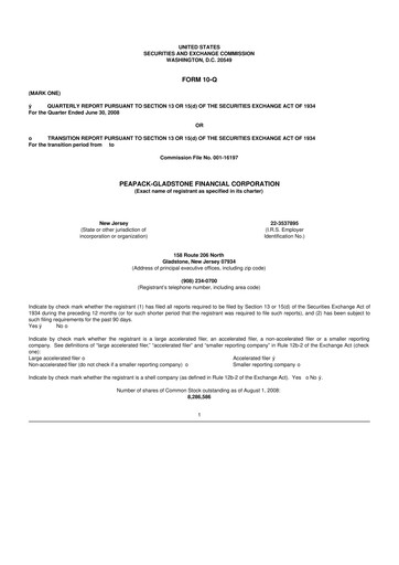 Thumbnail Peapack-Gladstone Financial 10-Q Quarterly Report FY 