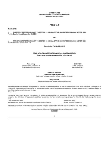 Thumbnail Peapack-Gladstone Financial 10-Q Quarterly Report FY 