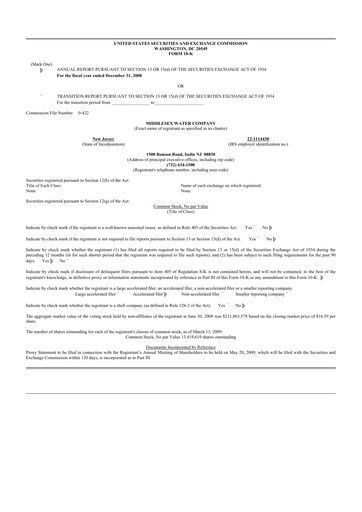 Vorschaubild Middlesex Water Company
 10-K Jahresbericht 