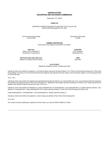 Thumbnail CONMED 10-Q Quarterly Report FY 