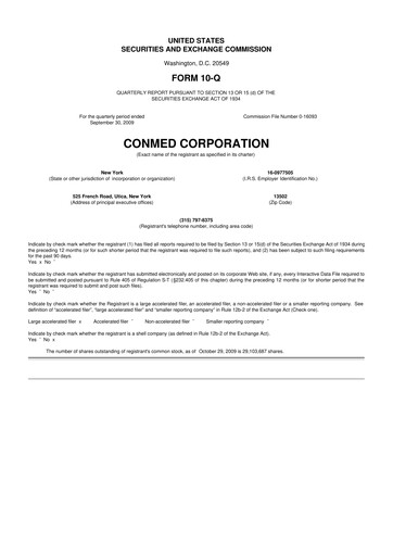 Thumbnail CONMED 10-Q Quarterly Report FY 