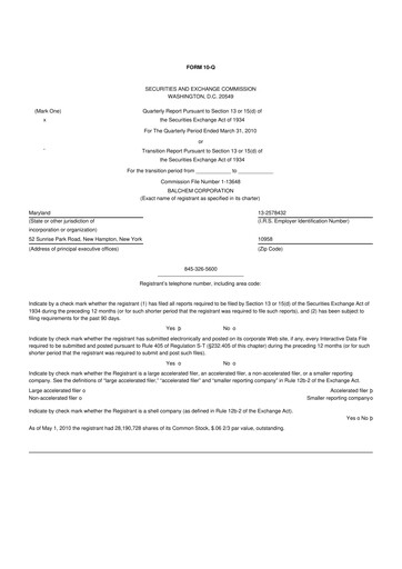 Thumbnail Balchem 10-Q Quarterly Report FY 
