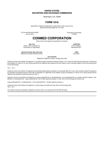 Thumbnail CONMED 10-Q Quarterly Report FY 