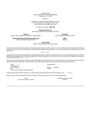 Miniature Magyar Bancorp 10-Q Rapport trimestriel  