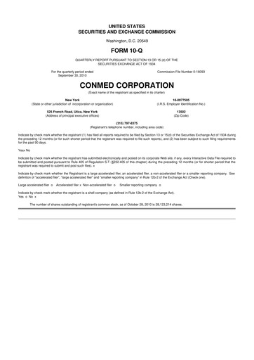 Thumbnail CONMED 10-Q Quarterly Report FY 