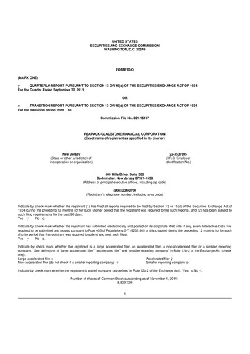 Thumbnail Peapack-Gladstone Financial 10-Q Quarterly Report FY2011 