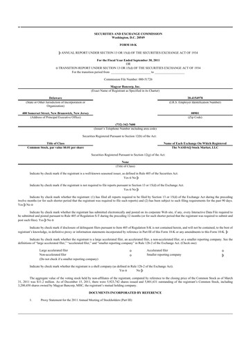 Thumbnail Magyar Bancorp 10-K Annual Report 2011