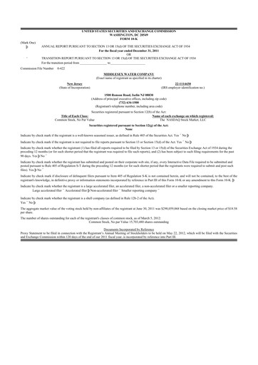 Vorschaubild Middlesex Water Company
 10-K Jahresbericht 2011