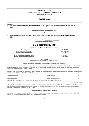Miniature BCB Bancorp 10-Q Rapport trimestriel 2012 
