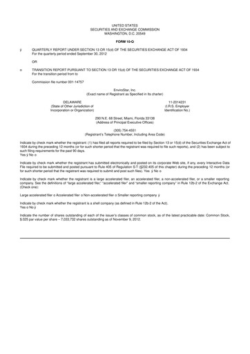 Miniature EVI Industries 10-Q Rapport trimestriel 2012 