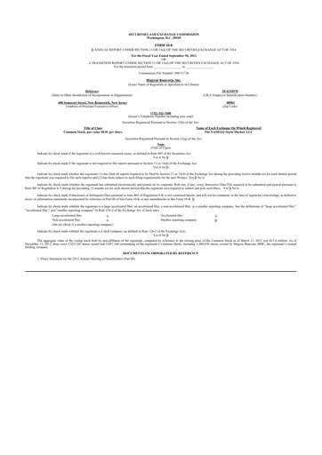 Thumbnail Magyar Bancorp 10-K Annual Report 2012