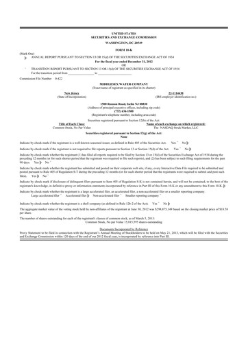 Vorschaubild Middlesex Water Company
 10-K Jahresbericht 2012