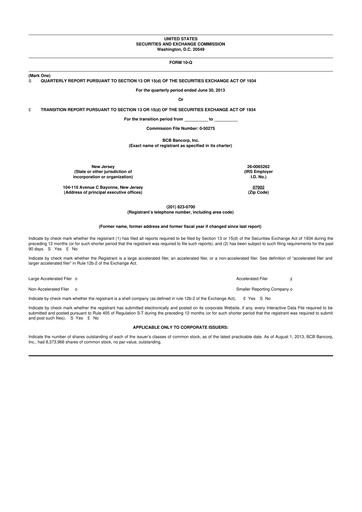 Miniature BCB Bancorp 10-Q Rapport trimestriel 2013 