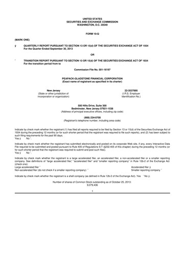 Thumbnail Peapack-Gladstone Financial 10-Q Quarterly Report FY2013 