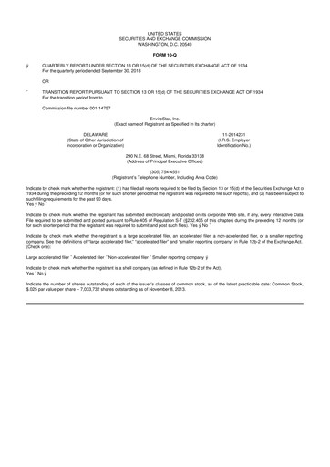 Miniature EVI Industries 10-Q Rapport trimestriel 2014 