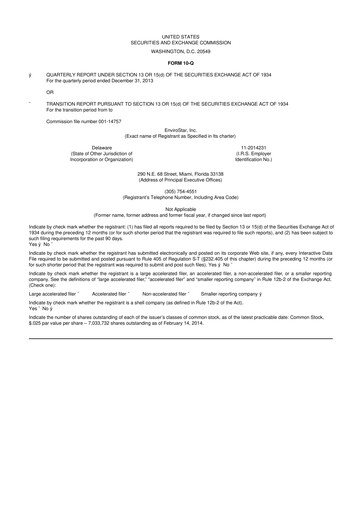 Miniature EVI Industries 10-Q Rapport trimestriel 2014 