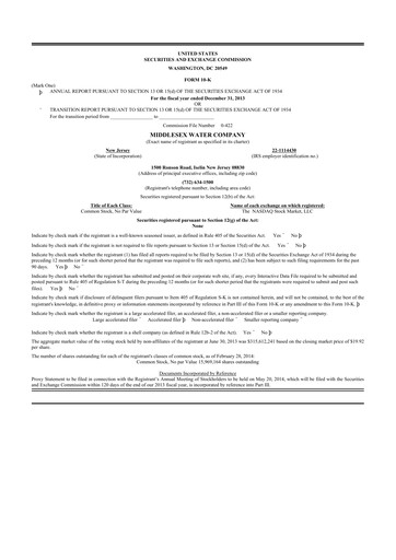 Vorschaubild Middlesex Water Company
 10-K Jahresbericht 2013