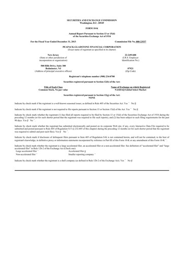 Miniature Peapack-Gladstone Financial 10-K Rapport annuel 2013