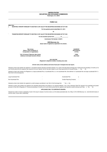 Miniature BCB Bancorp 10-Q Rapport trimestriel 2014 