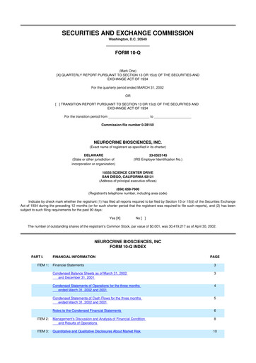 Thumbnail Neurocrine Biosciences
 10-Q Quarterly Report FY 