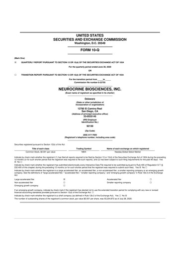 Thumbnail Neurocrine Biosciences
 10-Q Quarterly Report FY2020 