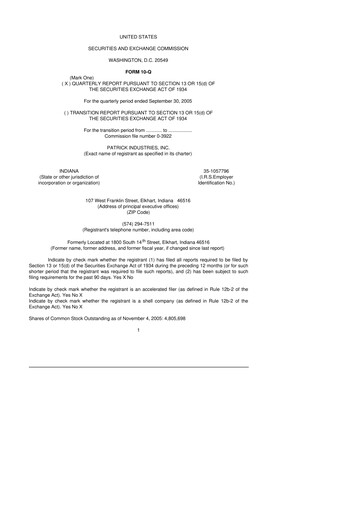 Thumbnail Patrick Industries 10-Q Quarterly Report FY 