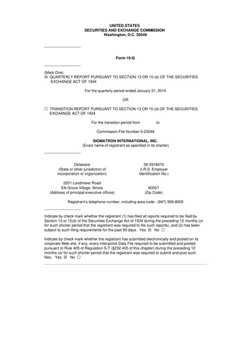 Thumbnail SigmaTron International 10-Q Quarterly Report FY2014 