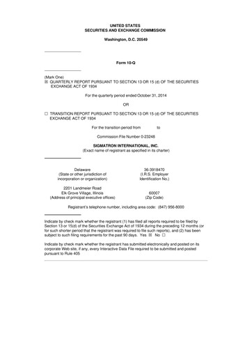 Thumbnail SigmaTron International 10-Q Quarterly Report FY2015 