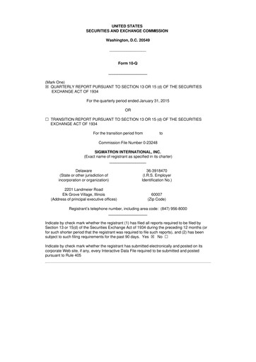 Thumbnail SigmaTron International 10-Q Quarterly Report FY2015 