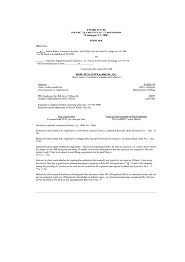 Thumbnail SigmaTron International 10-K Annual Report 2018