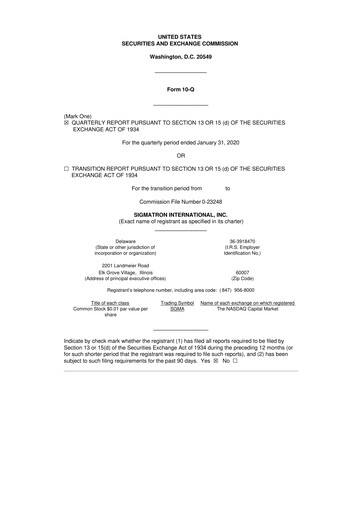 Thumbnail SigmaTron International 10-Q Quarterly Report FY2020 