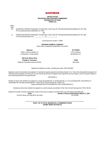 Thumbnail Eastman Chemical
 10-Q Quarterly Report FY 