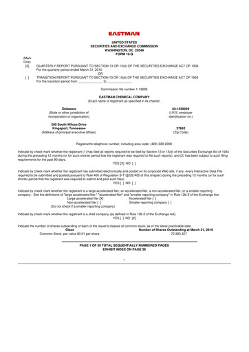 Thumbnail Eastman Chemical
 10-Q Quarterly Report FY2010 