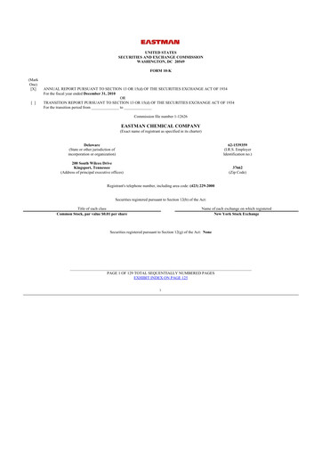 Thumbnail Eastman Chemical
 10-K Annual Report 2010