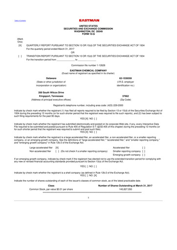 Thumbnail Eastman Chemical
 10-Q Quarterly Report FY2017 