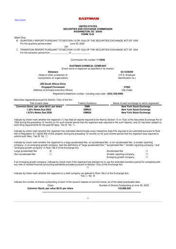 Thumbnail Eastman Chemical
 10-Q Quarterly Report FY2022 
