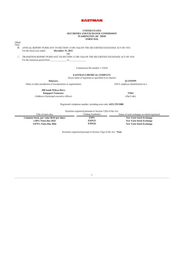 Thumbnail Eastman Chemical
 10-K Annual Report 2022