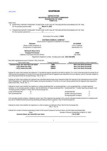 Thumbnail Eastman Chemical
 10-Q Quarterly Report FY2023 