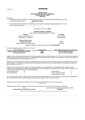 Thumbnail Eastman Chemical
 10-Q Quarterly Report FY2023 
