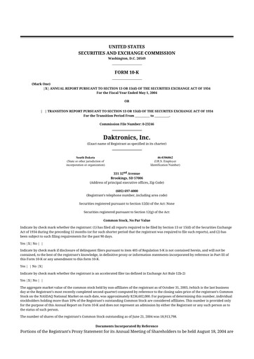 Thumbnail Daktronics 10-K Annual Report 