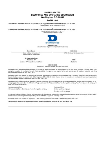 Thumbnail Daktronics 10-Q Quarterly Report FY2018 