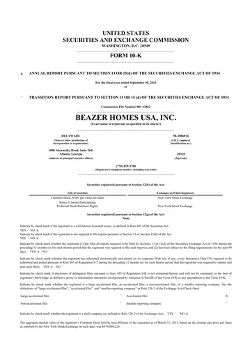 Thumbnail Beazer Homes USA
 10-K Annual Report 2015