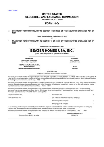 Thumbnail Beazer Homes USA
 10-Q Quarterly Report FY2017 
